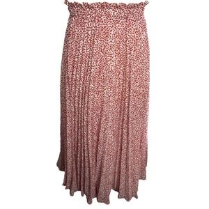 Lucy Paris Pleated Maxi Skirt Womens Small Polka Dot Red Feminine Flowy Romantic